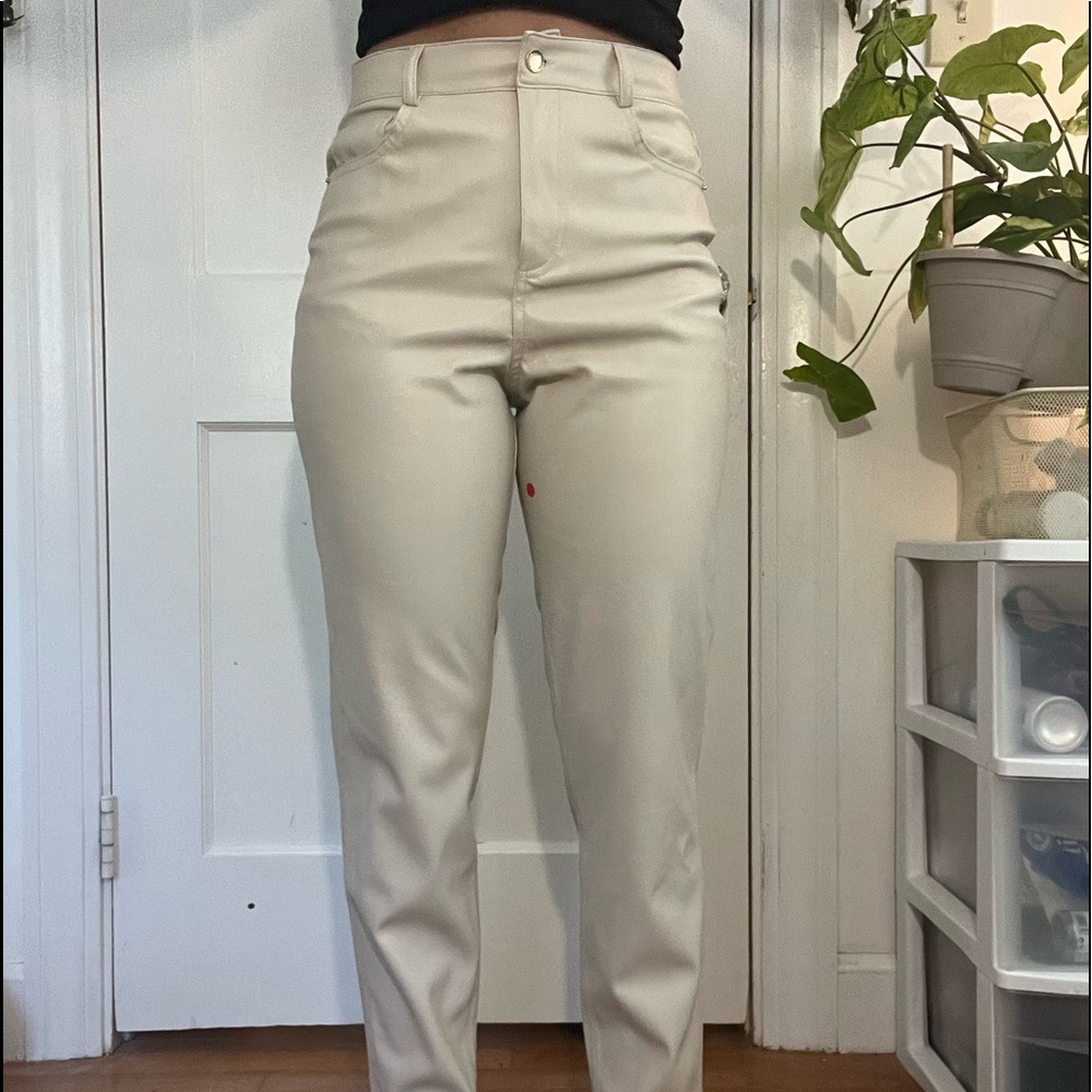 New with tags Zara cream leather pants